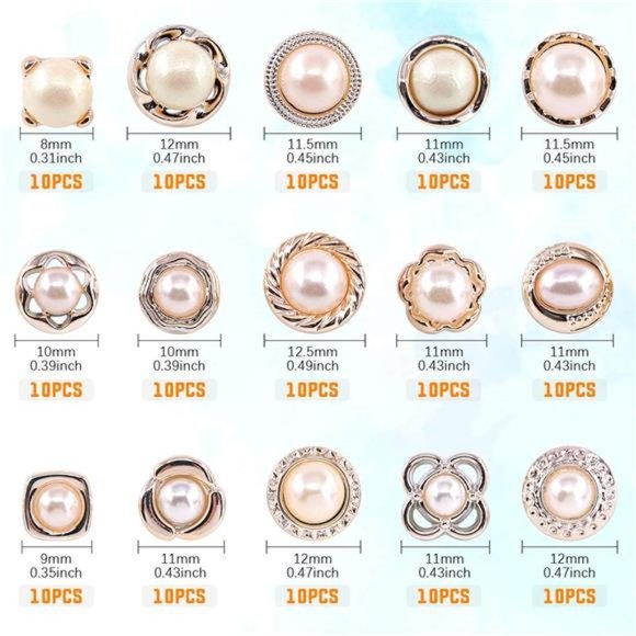 150 Piece Assorted Pearl Buttons Resin White Shank Button Come with Storage Case - Picture 3 of 7